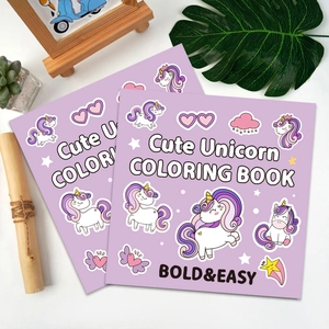 Bold And Easy Coloring Book Paper Stress Relief Hand Drawn Simple Illustration Various Themes