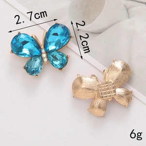 Accessori a farfalla in lega di zinco con cristalli, ciondoli per gioielli da 2,7 cm oro
