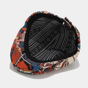 Retro butterfly jacquard cotton ivy cap with vintage ethnic pattern and 100% cotton lining