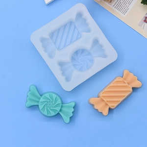 Dual cavity candy shaped silicone mold for DIY cake baking and chocolate making crafts