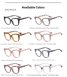 Collage de gafas de ojo de gato anti-luz azul con ocho colores diferentes de monturas