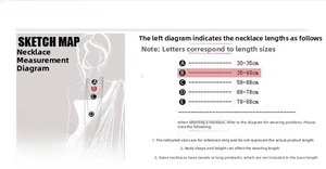 Size guide for 6mm stone bracelets showing length options from 30cm to 88cm on models