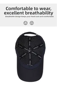 Detail view of the breathable mesh interior and branded lining of this sports baseball cap