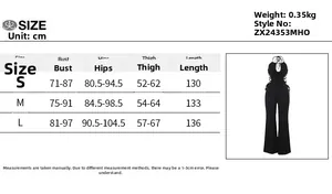 Size chart for women's cutout jumpsuit with bust, hip and length details in centimeters
