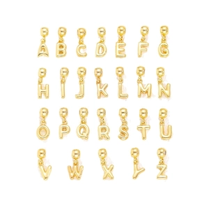 18k gold plated 3D bubble initial letter charms A-Z set for DIY jewelry making