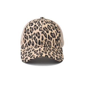 Casquette de baseball motif léopard avec maille kaki respirante et fermeture réglable