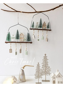 Decoración de Navidad rústica en madera con luces LED y cartel Merry Christmas