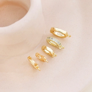 Gold plated S925 silver DIY jewelry clasps with zircon inlay for necklaces and bracelets