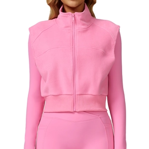 Gilet de sport en polaire rose à col montant et fermeture éclair pour la course