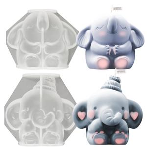 Cute elephant silicone molds for DIY resin and candle making with 3D handmade results