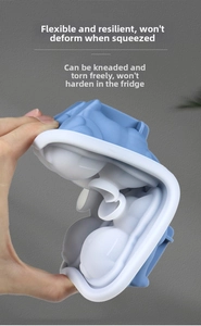 Close-up showing the high flexibility and soft silicone texture of the French bulldog ice mold
