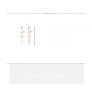 Detailed size chart and specifications for floral pearl tassel earrings with dimensions
