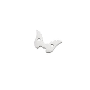 Polished silver stainless steel angel wings charm with double holes for DIY jewelry