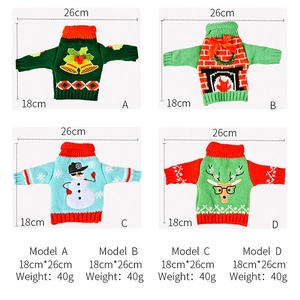 Detailed size and weight specs for Christmas knit mini sweater wine bottle covers