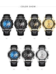 Collection of seven men's fashion watches with large dials and stylish leather straps