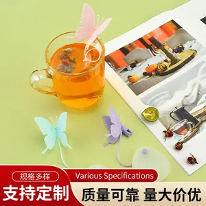 Butterfly Shape Silicone Tea Strainer Fine Mesh Filter Bag Infuser With Cup Rim Clip For Loose Leaf Tea Home Office