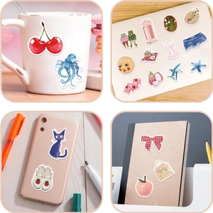 50 pegatinas de acuarela impermeables para decorar fundas de móvil y botellas de agua