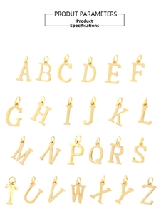 Full set of 26 golden English letter pendants A-Z for DIY necklaces jewelry making