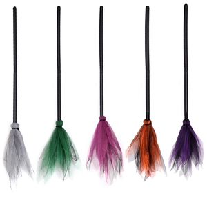 Detachable Witch Broom Halloween Mesh Tulle LED Light Up Party Cosplay Costume Prop Decor For Kids Adults