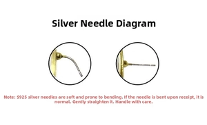 Detail of S925 sterling silver earring needles showing flexibility and anti-allergy features