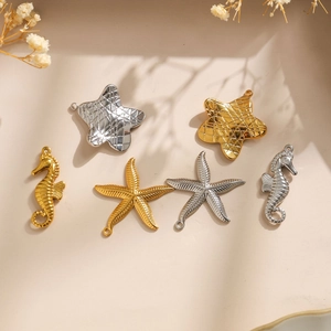 304 stainless steel starfish and seahorse charms in gold and silver for jewelry making
