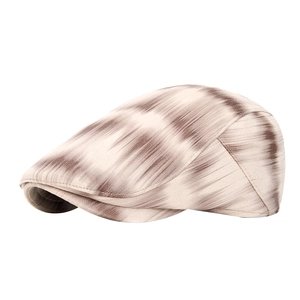 Gradient tie-dye newsboy cap for men and women in retro beige and coffee stripes