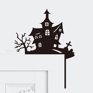 Halloween Door Frame Corner Decoration Wall Stickers Black PVC Silhouette Haunted House Witch Spider Web Spooky Home Decor