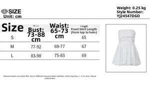 Tableau des tailles détaillé montrant les mesures de la robe bustier plissée sexy