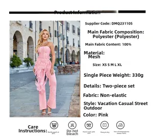 Tableau des tailles pour l'ensemble en dentelle rose avec bustier et pantalon évasé