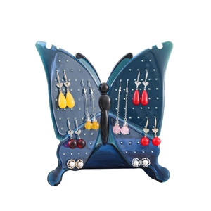 Translucent blue butterfly jewelry stand organizer for earrings and necklaces display