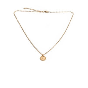 Polished gold stainless steel necklace featuring a minimalist Bagua Yin Yang pendant