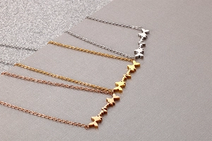 Detailed comparison of three cat heart-rate necklaces in silver gold and rose gold