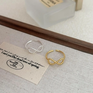 Minimalist 925 sterling silver infinity ring with beads in gold and silver finishes