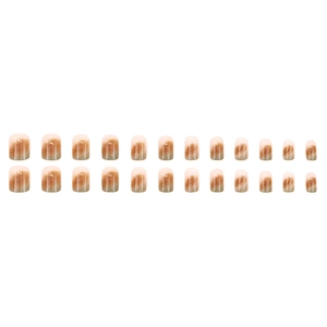 24pcs short square ombre artificial nails with glossy brown and pink gradient effect