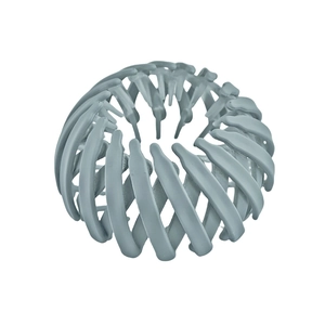Close-up of matte grey-blue bird's nest hair clip with expandable resin structure
