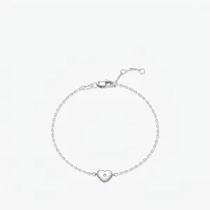 Bracelet Pendentif Cœur Minimaliste En Argent Sterling 925 Avec Incrustation De Moissanite Bijoux Pour Femmes