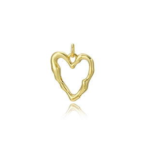 18k gold plated vintage style hammered heart pendant for DIY jewelry making and crafts