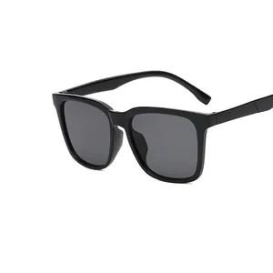 Classic black square frame sunglasses with UV protection lenses for men in a 45-degree view