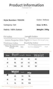 Size chart for V-neck short sleeve top and maxi skirt set in 100% cotton fabric