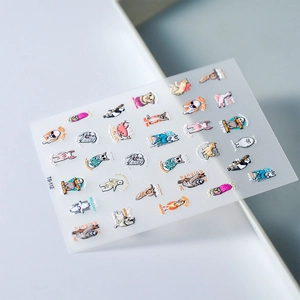 Cute cartoon animal nail art stickers with rabbit and panda patterns model TS-112