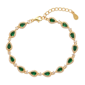 Pear Shaped Emerald Green Zircon Bracelet With 925 Sterling Silver And White Cubic Zirconia Elegant Jewelry For Women