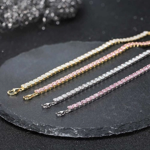 Elegant S925 sterling silver tennis bracelets with white and pink cubic zirconia stones