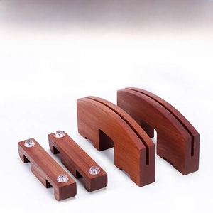 Detail view of disassembled Ebony wood kitchen organizer for cutting boards and knives