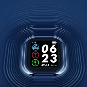 Y68 D20 Smartwatch with heart rate monitor, square black casing and colorful UI display