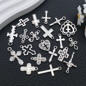 Polished silver cross pendants in various styles for DIY jewelry making and necklaces