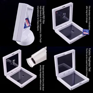 White PE film floating jewelry display frame with high elasticity and clear transparency