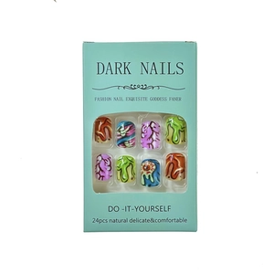 24pcs Halloween colorful monster press-on nails in light green packaging box