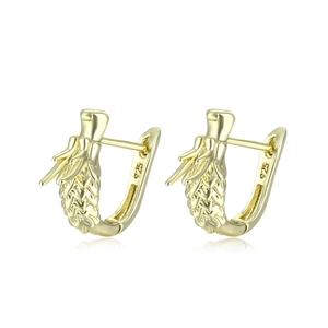 Pair of vintage gold plated S925 silver dragon hoop earrings with detailed dragon scales