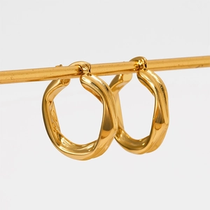 Irregular Twisted Geometric Hoop Earrings Stainless Steel Minimalist Waterproof Hypoallergenic Fashion Accessories