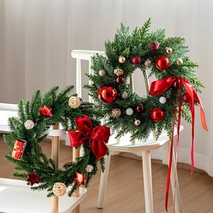 Christmas wreath set with red bows and ornaments for 2025 holiday tree home decoration